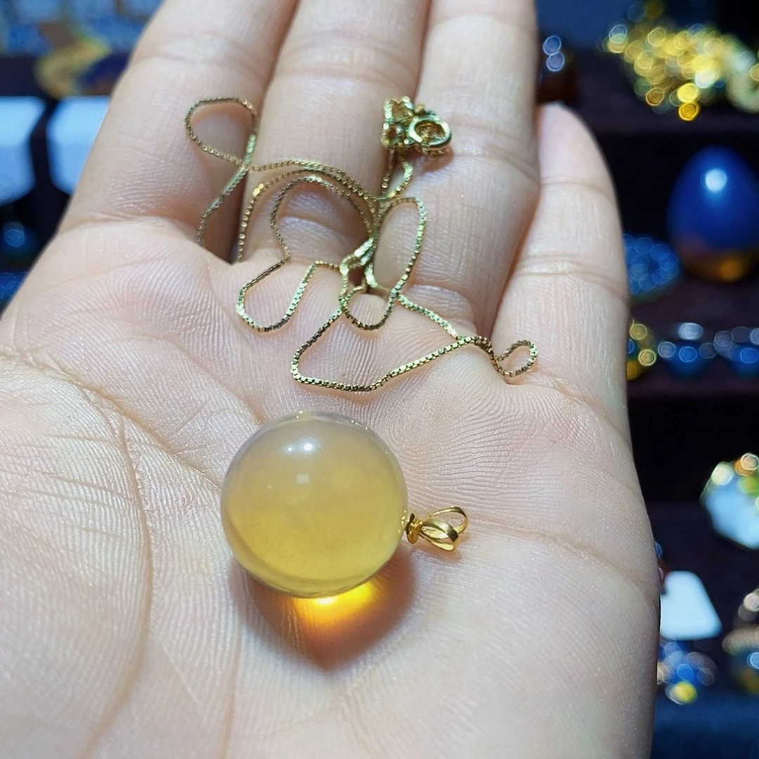 18K金镶嵌颈饰蓝珀十*尺寸15➕