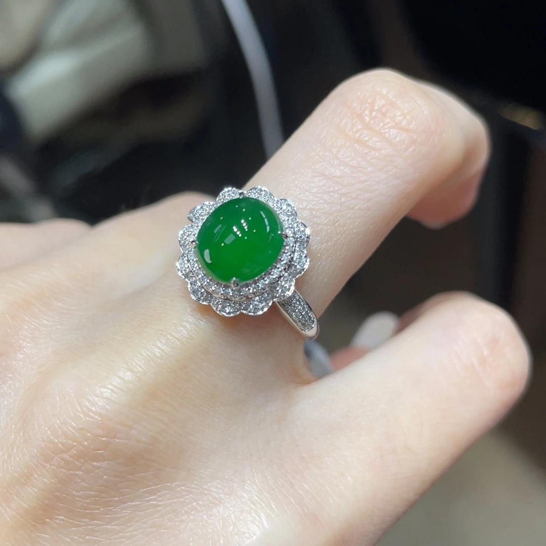 翡翠颈饰18K金镶嵌天然缅甸翡翠a货