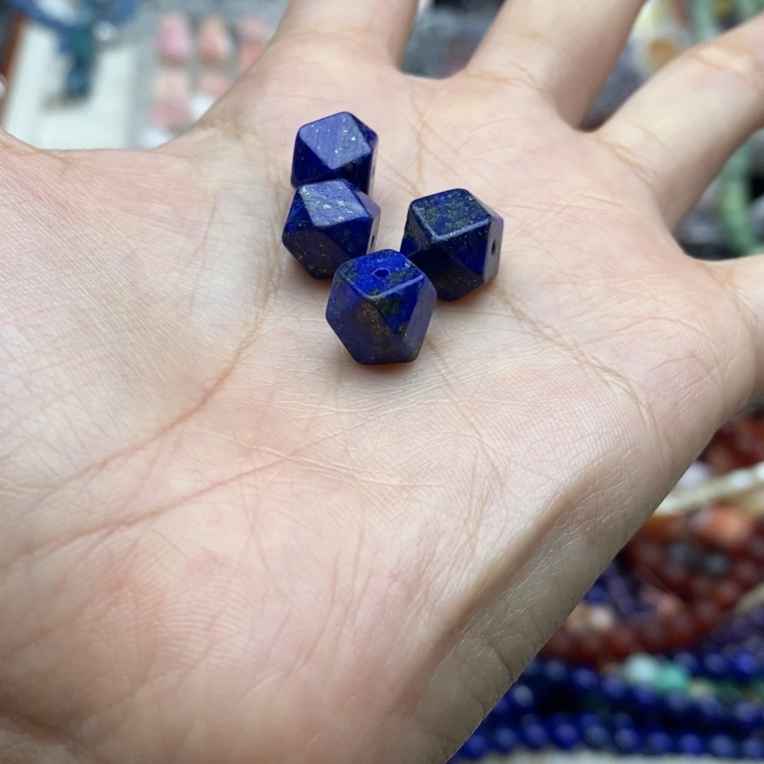 玛瑙/玉髓未镶嵌珠宝半成品一个装纯天然青金石八棱切8mm