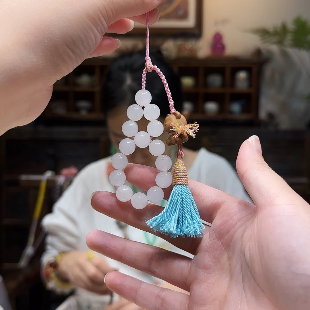 和田玉（白玉）未镶嵌手机链10mm白玉