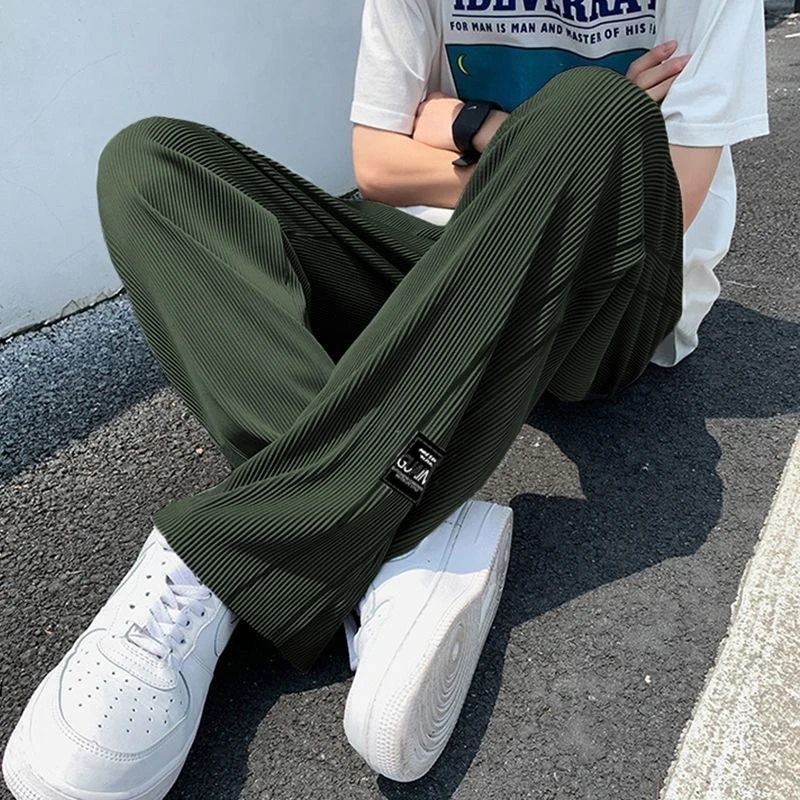 冰丝直筒坠感裤男夏季薄款高级感阔腿裤子设计感潮牌宽松休闲长裤