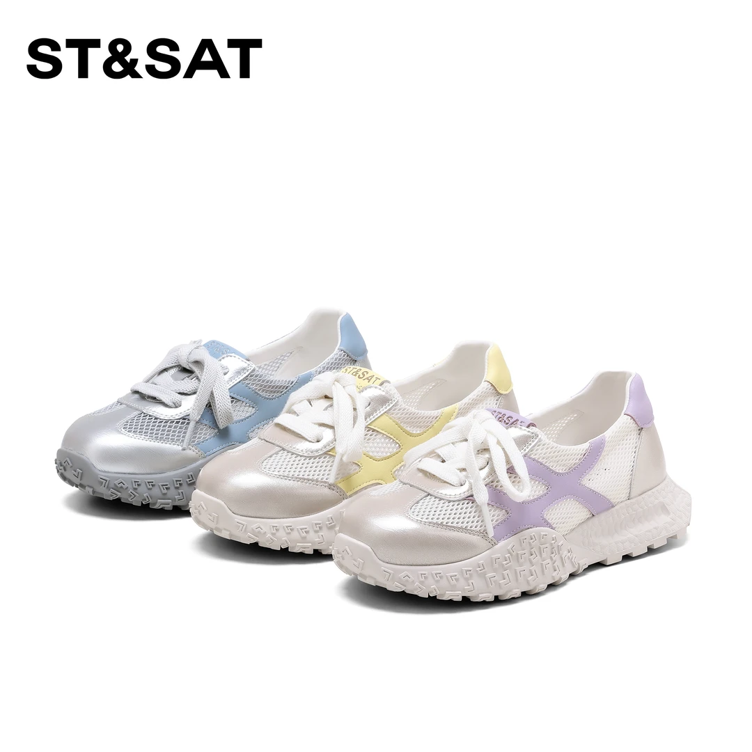 St&Sat/星期六欧若风百搭时尚休闲鞋2025新款拼色气质百搭德训鞋