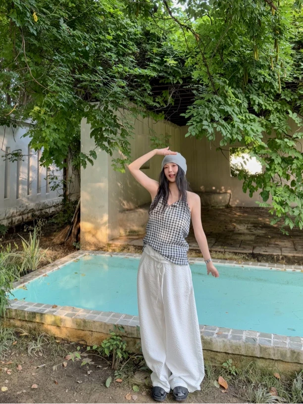 ANNAMOOER•设计师品牌条纹翻腰头长裤AM73K04