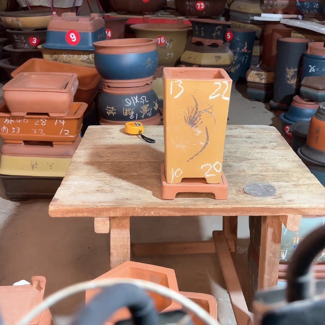 紫砂花盆高四方盆一个