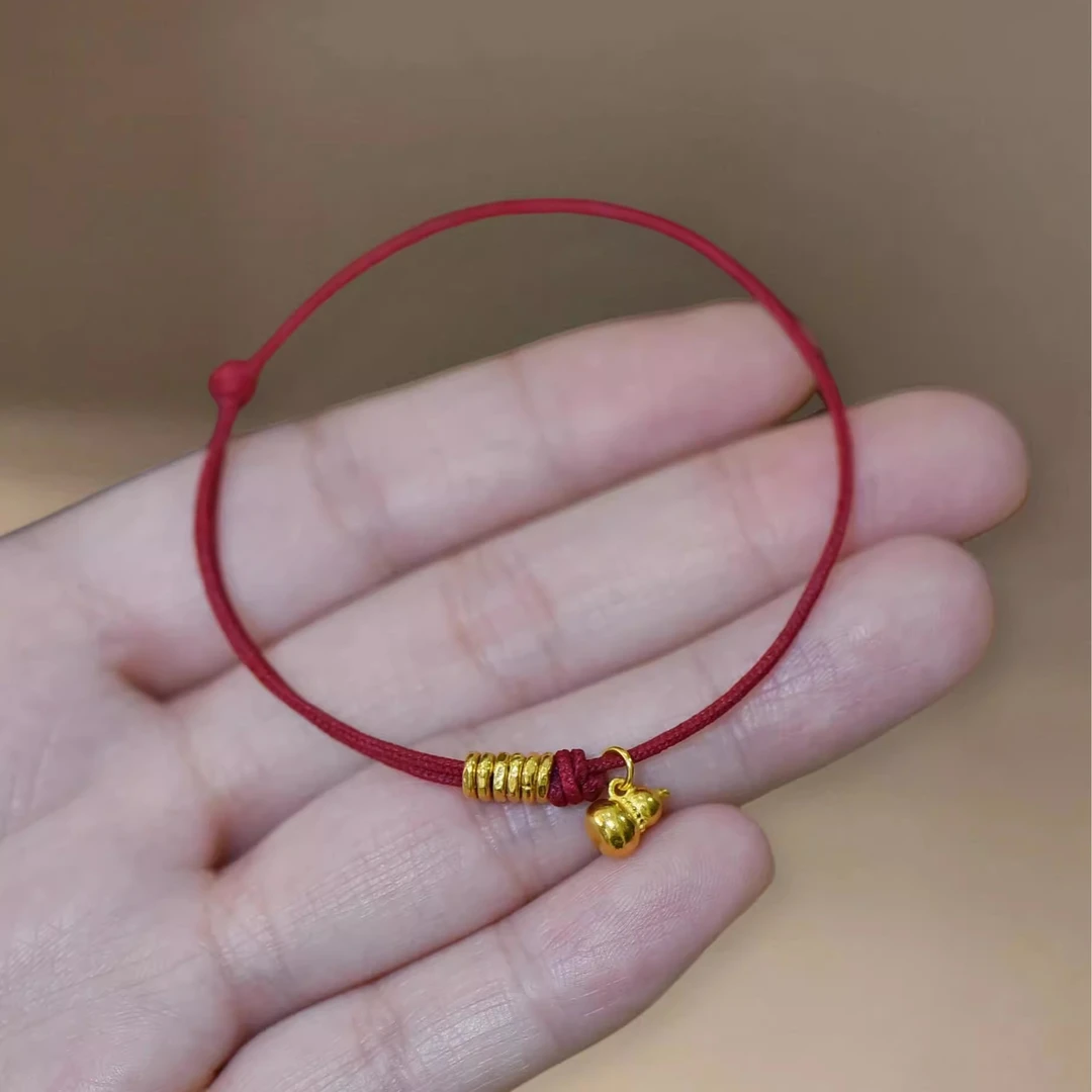 铜合金手链 盘缠福禄手绳新中式本命年葫芦红绳情人节礼物送女友