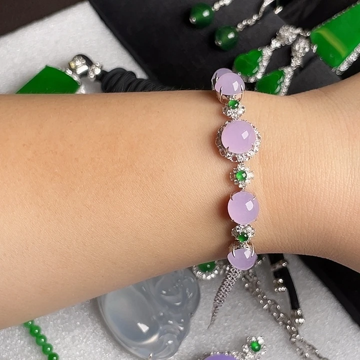 翡翠18K金镶嵌颈饰手链