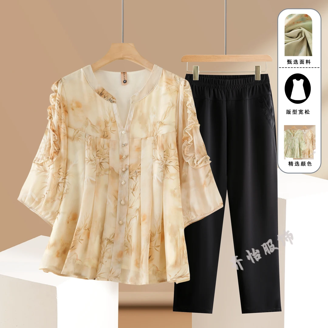 中年夏装洋气气质小衫中老年女装夏季短袖t恤上衣服时尚上衣