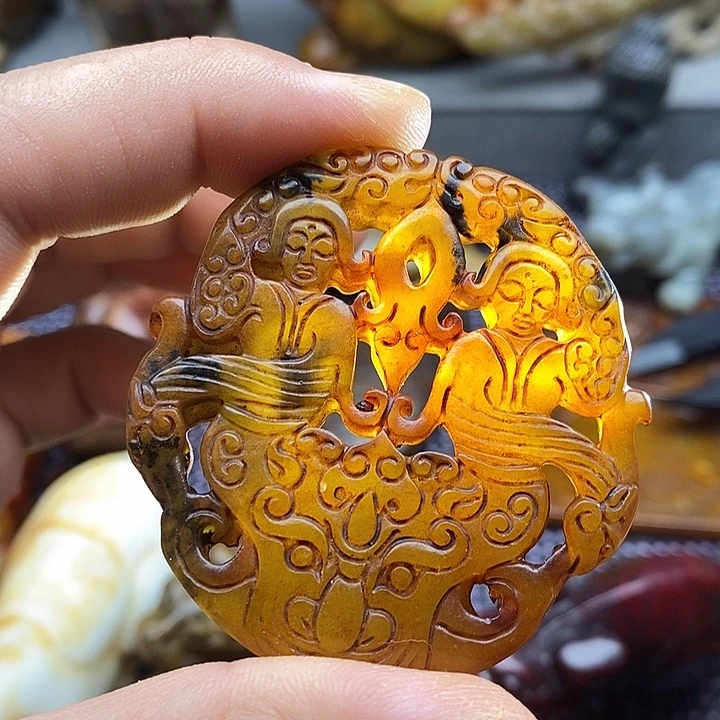 蛇纹石玉合金颈饰