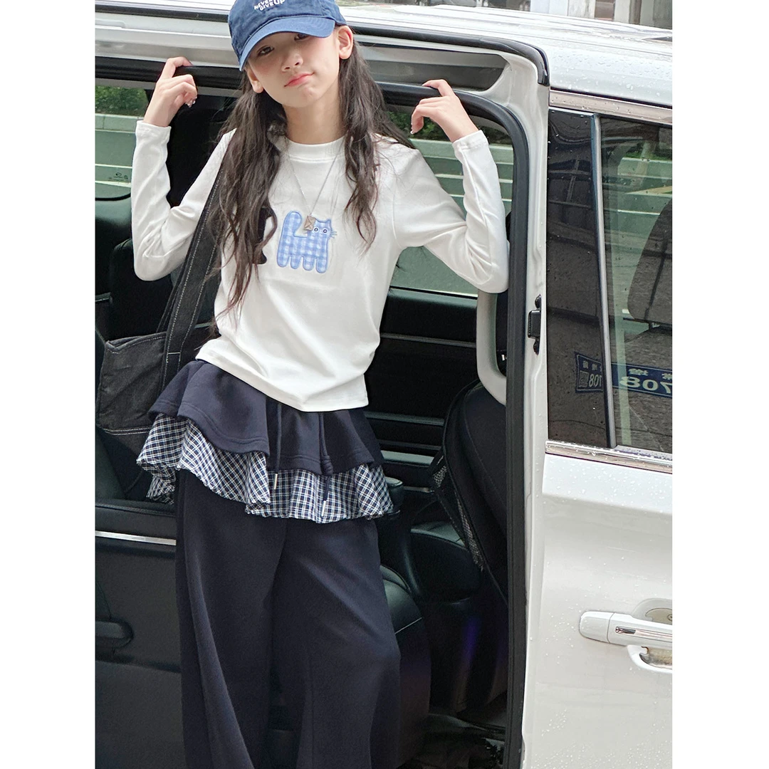 K29614孙小美韩系女童长袖T恤2025新款秋装儿童上衣春秋打底衫