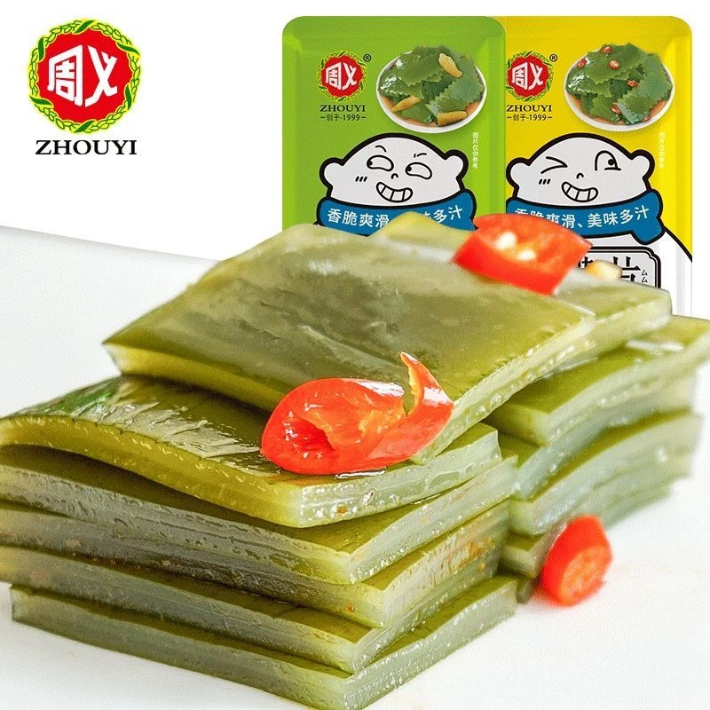 周义海带片香辣味山椒味开袋即食凉拌菜下饭菜配菜开胃解馋小零食