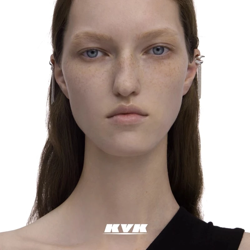 铜合金耳饰 KVKHUNTING 游猎系列尖爪流苏耳挂耳骨夹轻奢925银