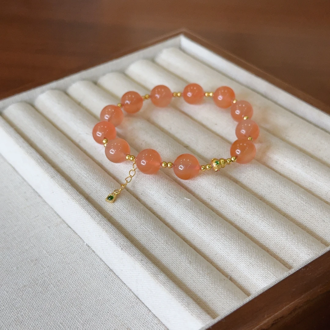 【山月不知】天然南红保山冰红手串10mmL1028