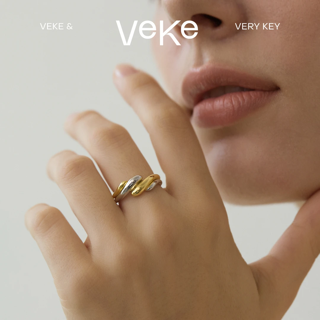 VEKE 合金戒指 「溪光」分色戒指女百搭新款轻奢指环活口戒指女