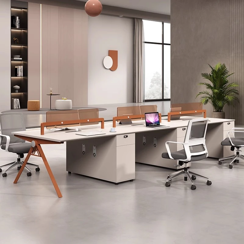自带插座职员桌现代简约面对面对坐员工位办公室桌椅组合双人4人