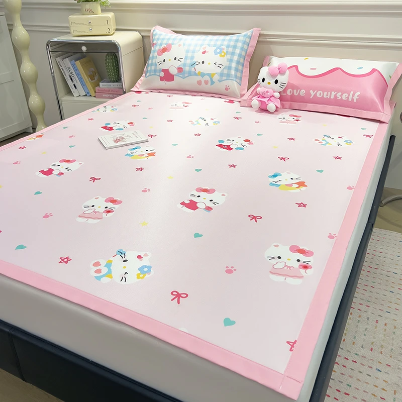 夏天专用冰丝席碳光席三件套小清新学生宿舍单人床冰丝凉席可机洗