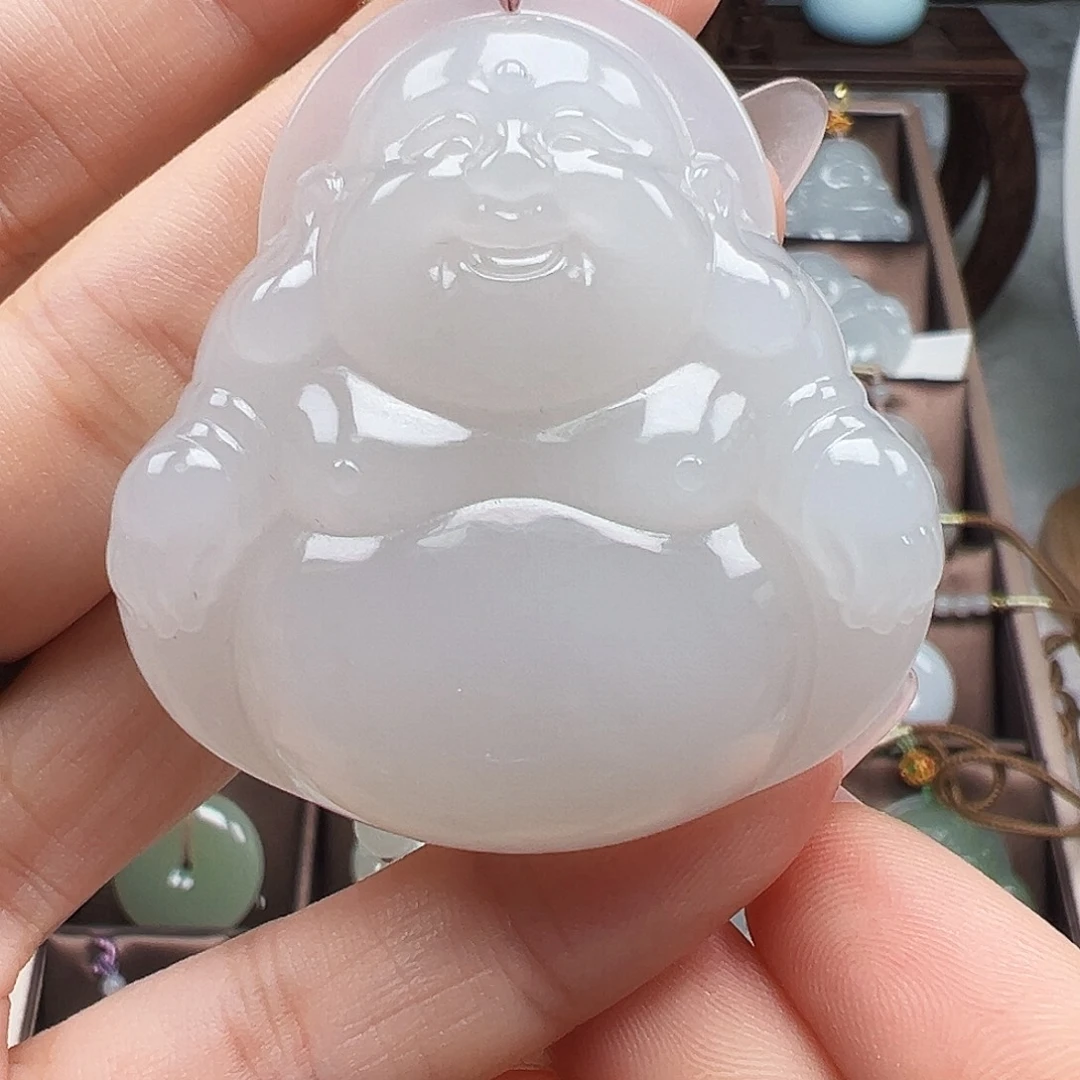 吊坠(赠链)足金镶嵌和田玉菩***圈