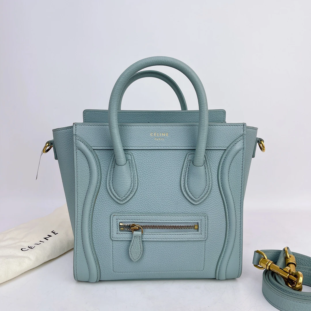 95新 Celine/思琳 赛琳 牛皮笑脸手提单肩包底长20  H840