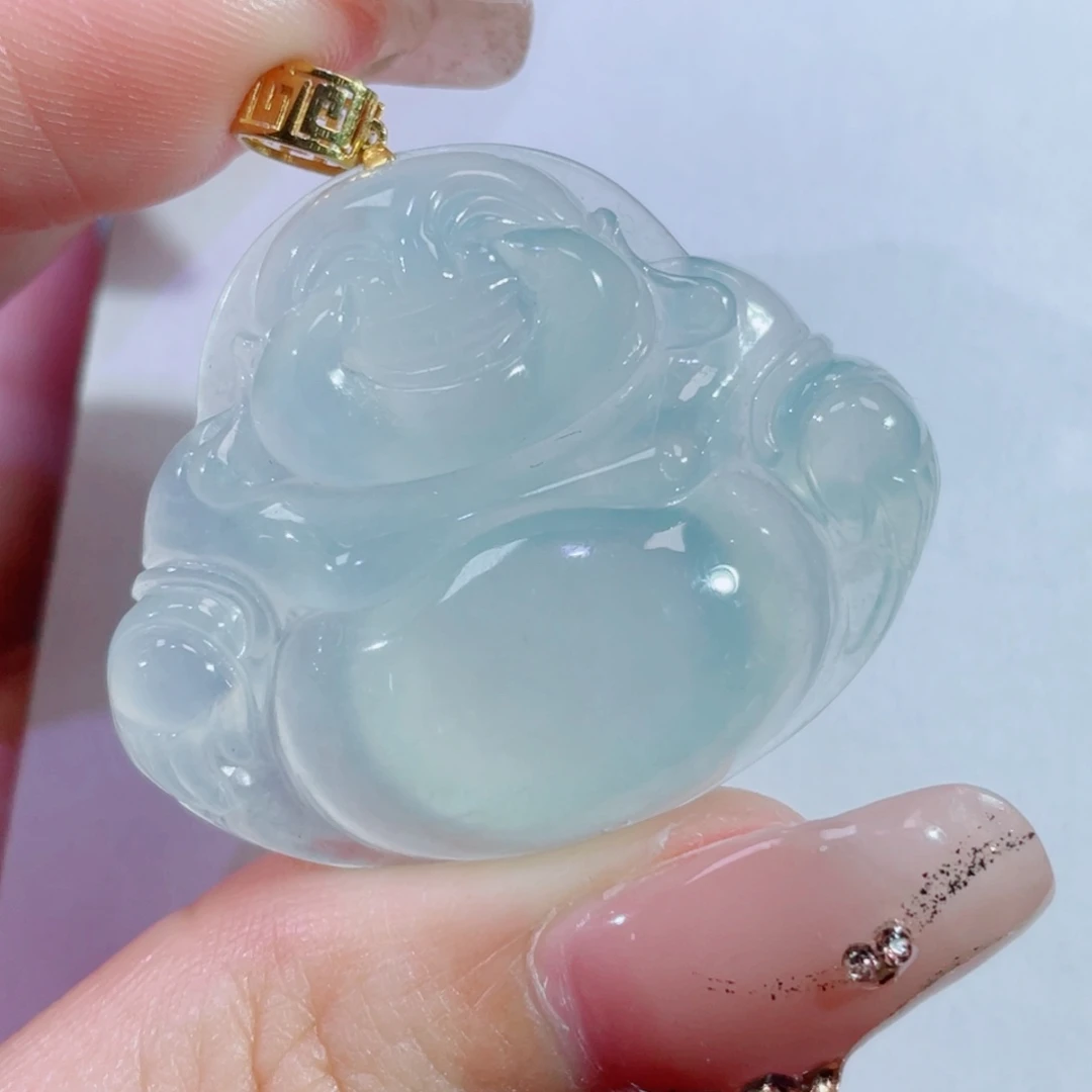 翡翠颈饰18K金镶嵌佛公