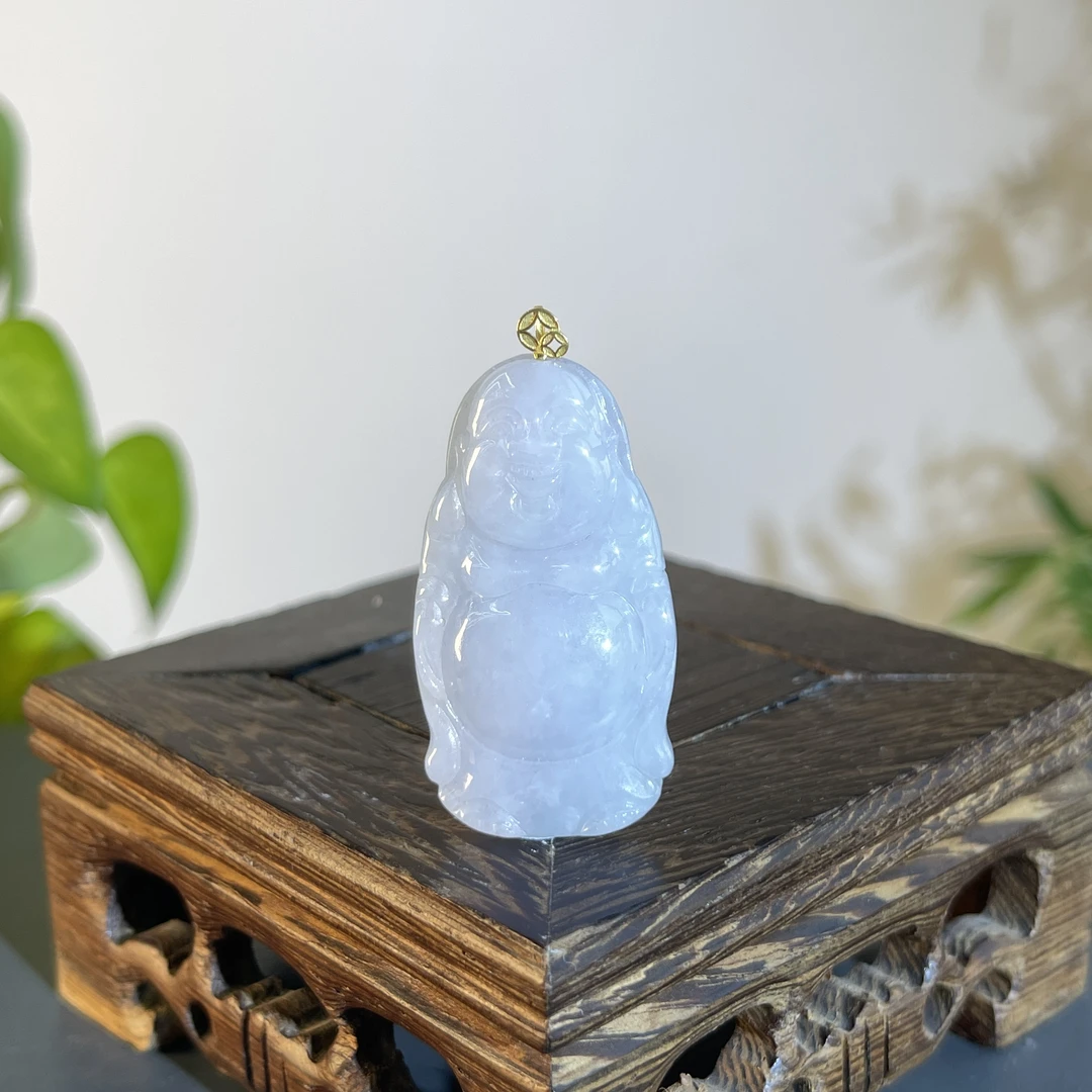 JXB21-019  天然缅甸A货翡翠 18K金扣佛