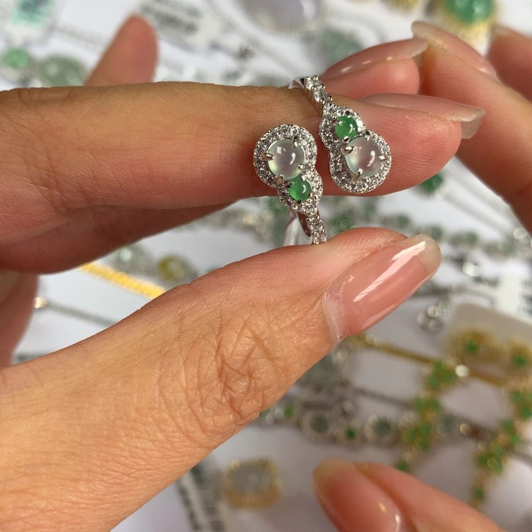 翡翠银S925镶嵌戒指戒指