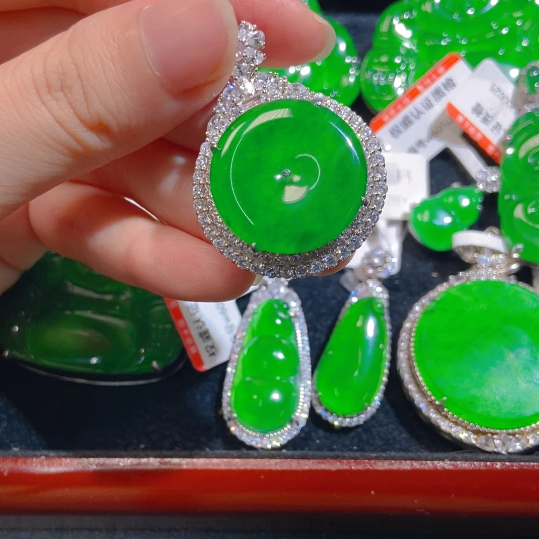 翡翠银S925镶嵌吊坠(不含链)