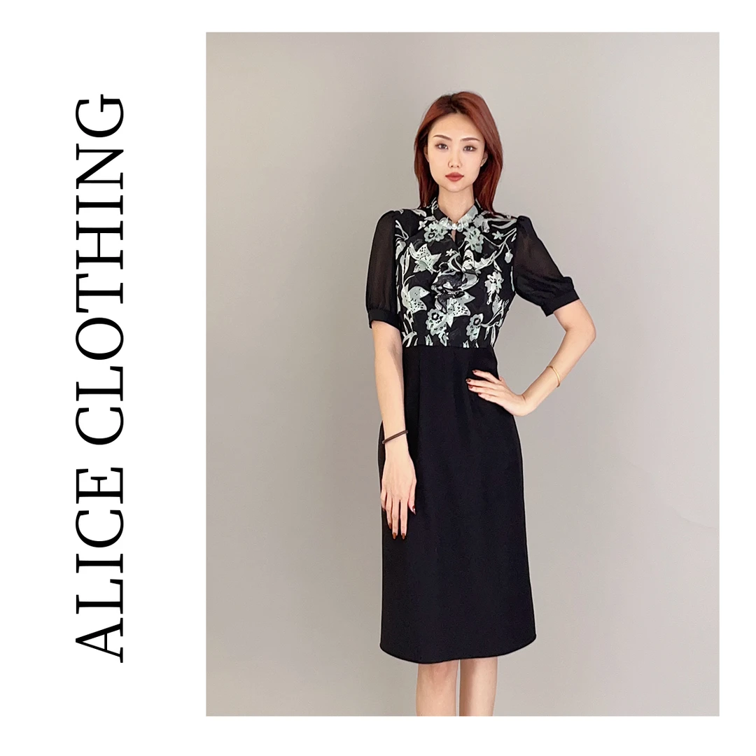 6ALICE 空谷幽兰OL连衣裙优雅花边 立体装饰 H1032858W