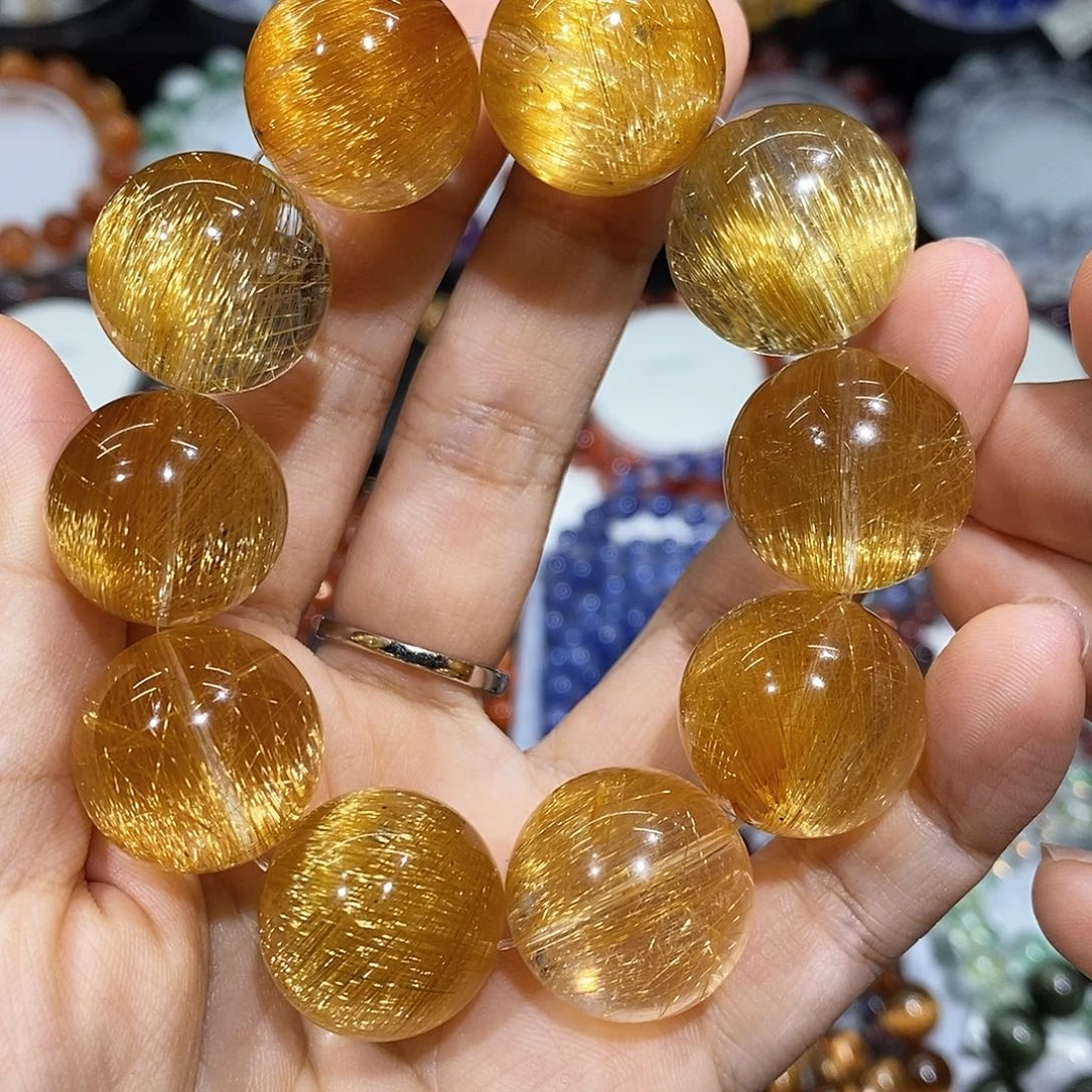 未镶嵌水晶手串金发晶20