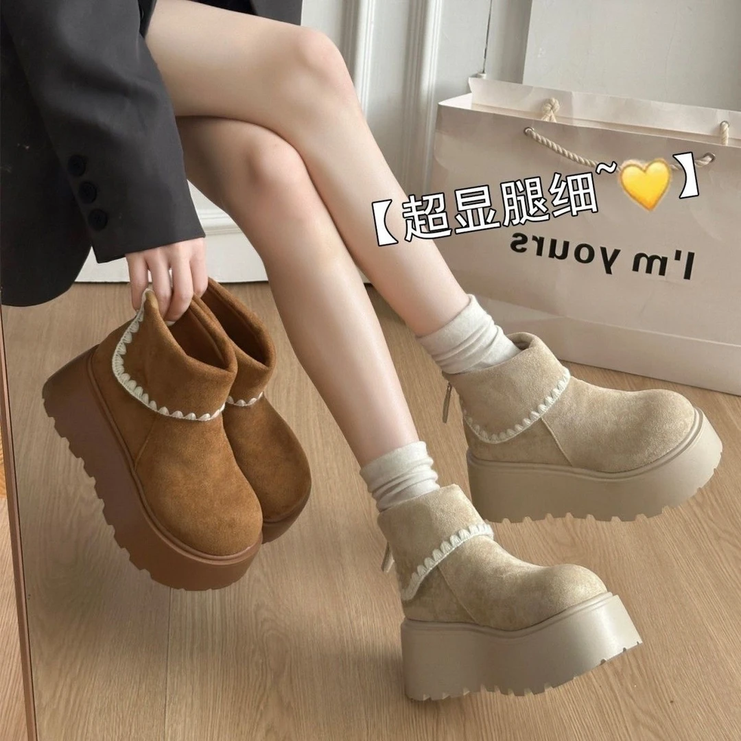 复古小个子增高马丁靴女款2025秋季新款显瘦白色厚底勃肯鞋短靴子