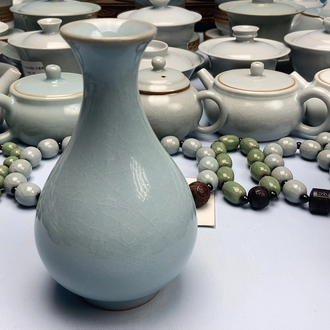 杯天青微蓝釉玉壶春瓶原矿原釉原产地