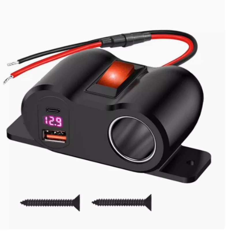 组合QC+PD双USB车充点烟器取电带15A过载保护器