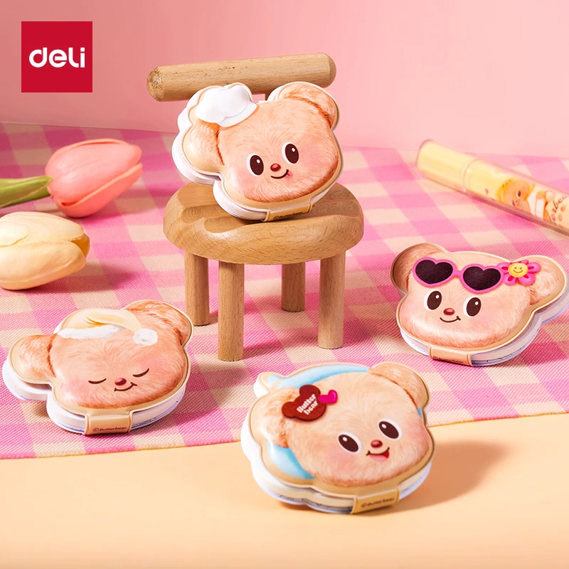 得力黄油小熊联名解压捏捏记事贴可爱治愈便利贴纸迷你小本子