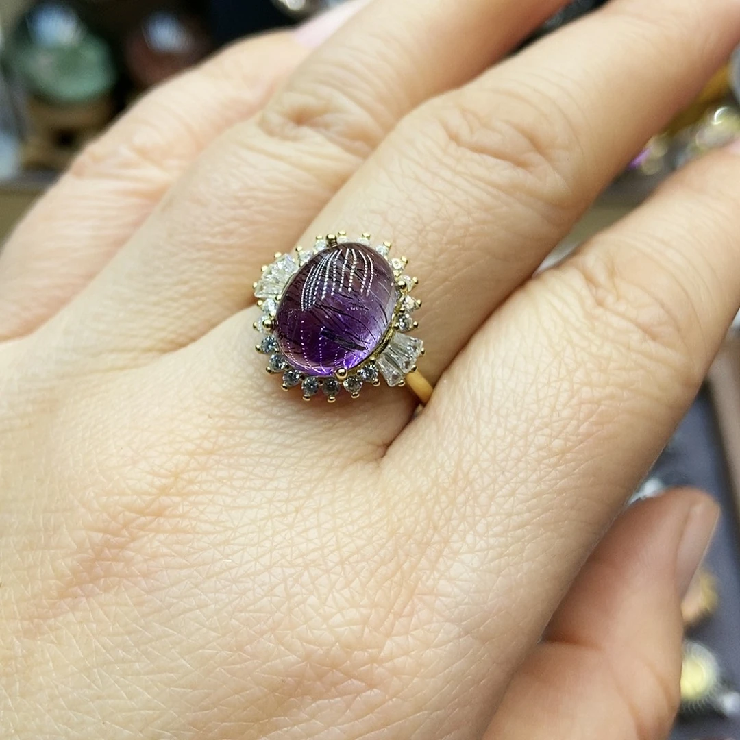 水晶戒指银S925镶嵌水晶