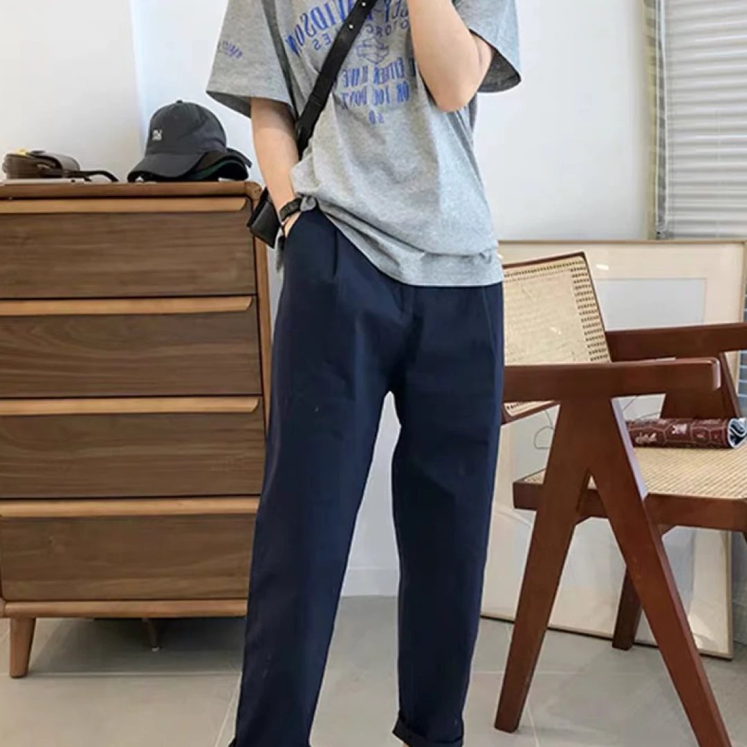 766 黑色哈伦裤女早秋日系高腰显瘦小脚直筒工装裤休闲萝卜裤