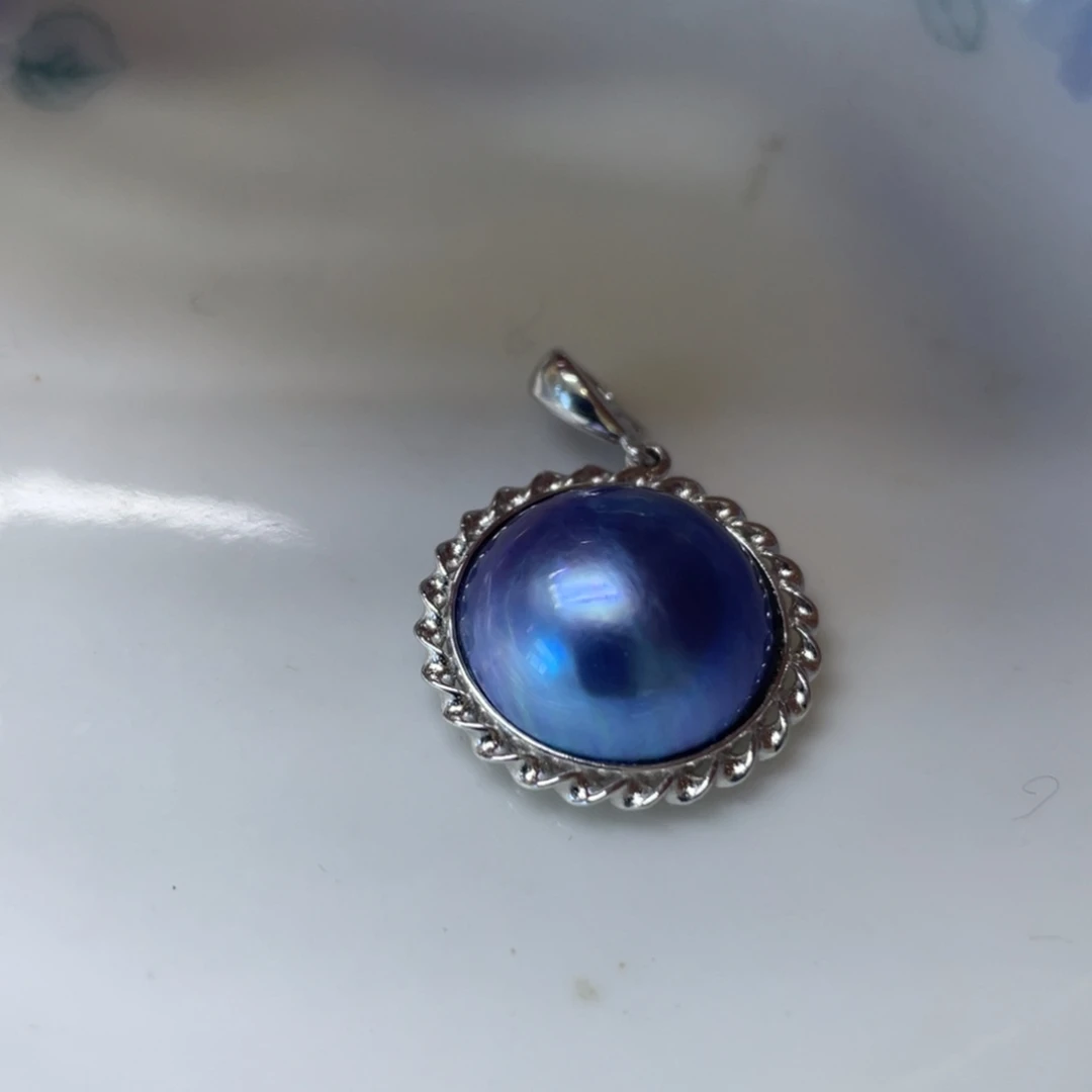 拼合珍珠（马贝珠）银S925镶嵌颈饰