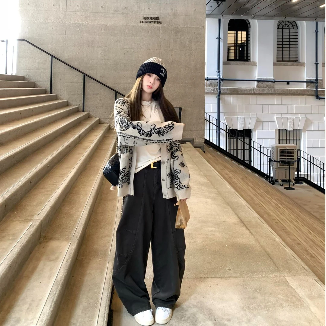 港味风复古毛衣长袖外套女秋季2025新款设计感针织开衫小外套上衣