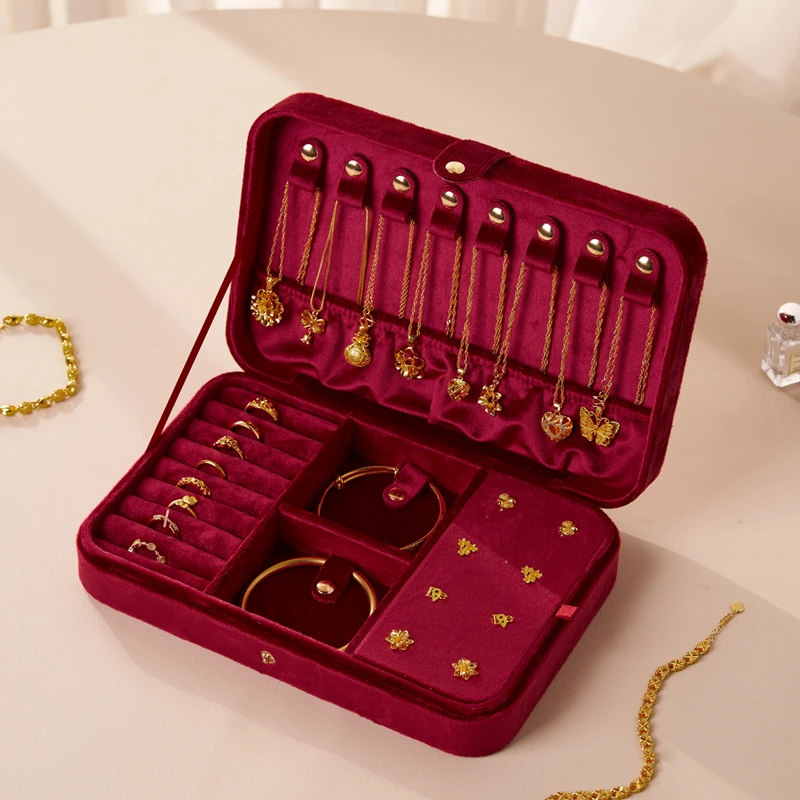 首饰盒/箱 婚礼黄金首饰盒2025新款高档精致小型防氧化项链收纳盒