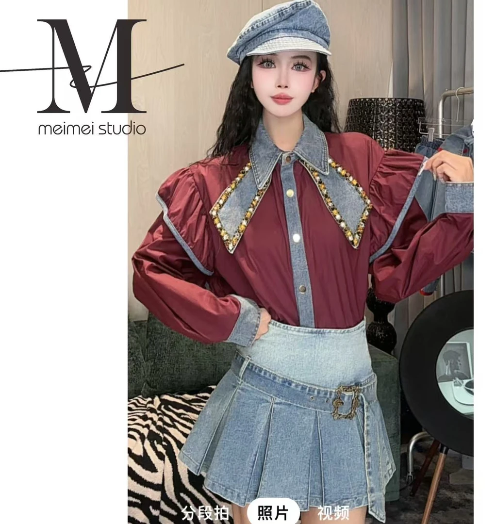 MEIMEI STUDIO【蝴蝶结】新款时尚小气质显瘦拼接衬衫686-30272019