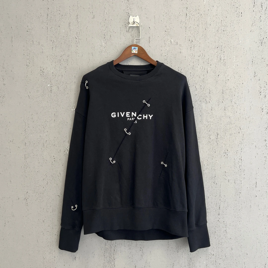 未使用 Givenchy/纪梵希 gvc黑色新款刀割破坏圆领卫衣s码