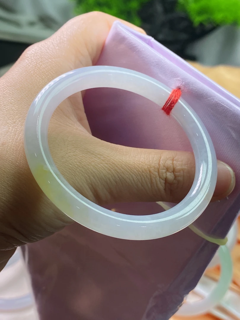 【楹月珠宝】天然缅甸翡翠A货，高冰蜜糖黄圆条手镯，圈口51.8/7/7