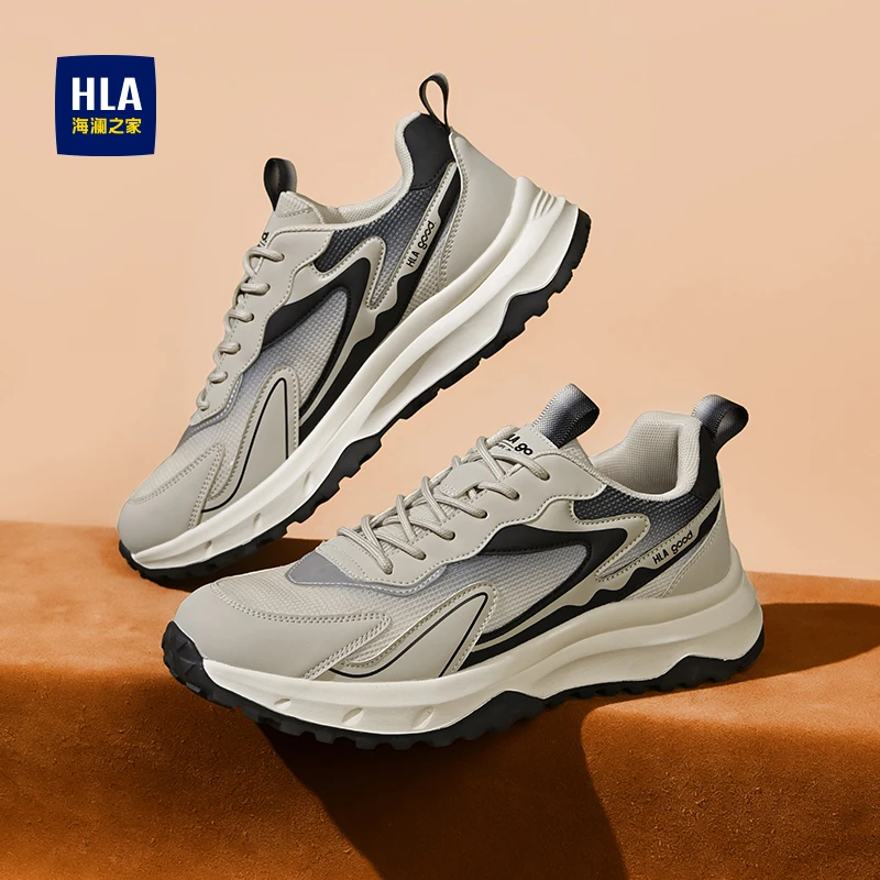 HLA/海澜之家春季透气男鞋网面潮鞋时尚耐磨运动鞋户外增高休闲鞋