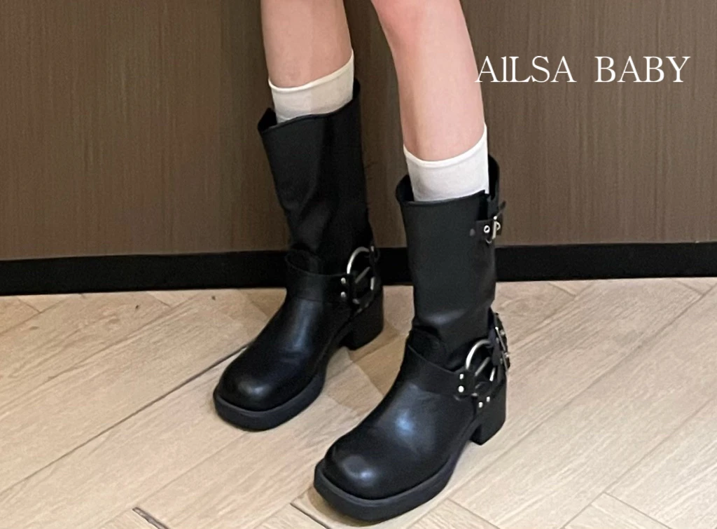 【AILSA BABY】欧货百搭真皮中筒马丁靴A/21905A