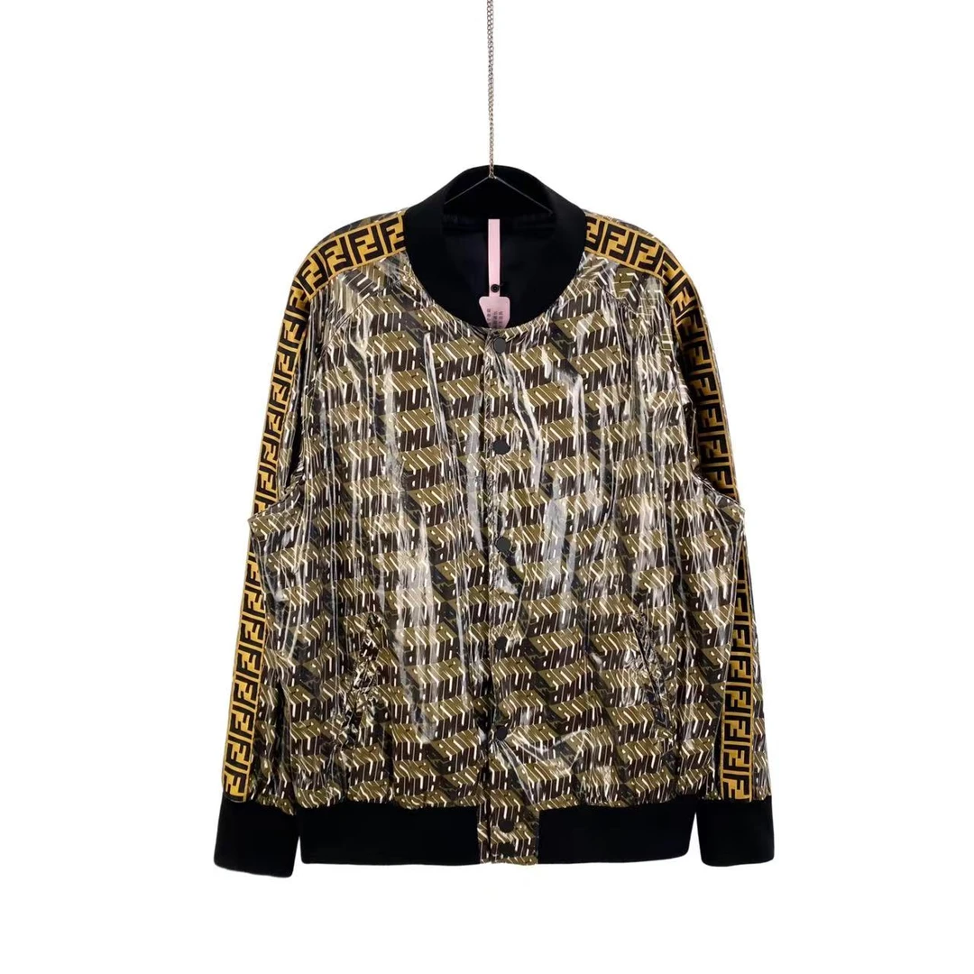 95新 FENDI/芬迪 aa3037 粘胶纤维 串标logo拼接夹克外套 52码