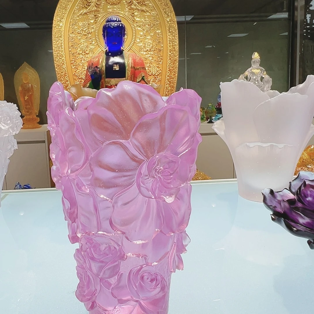 【闪购商品】手工艺品琉璃山茶花花瓶