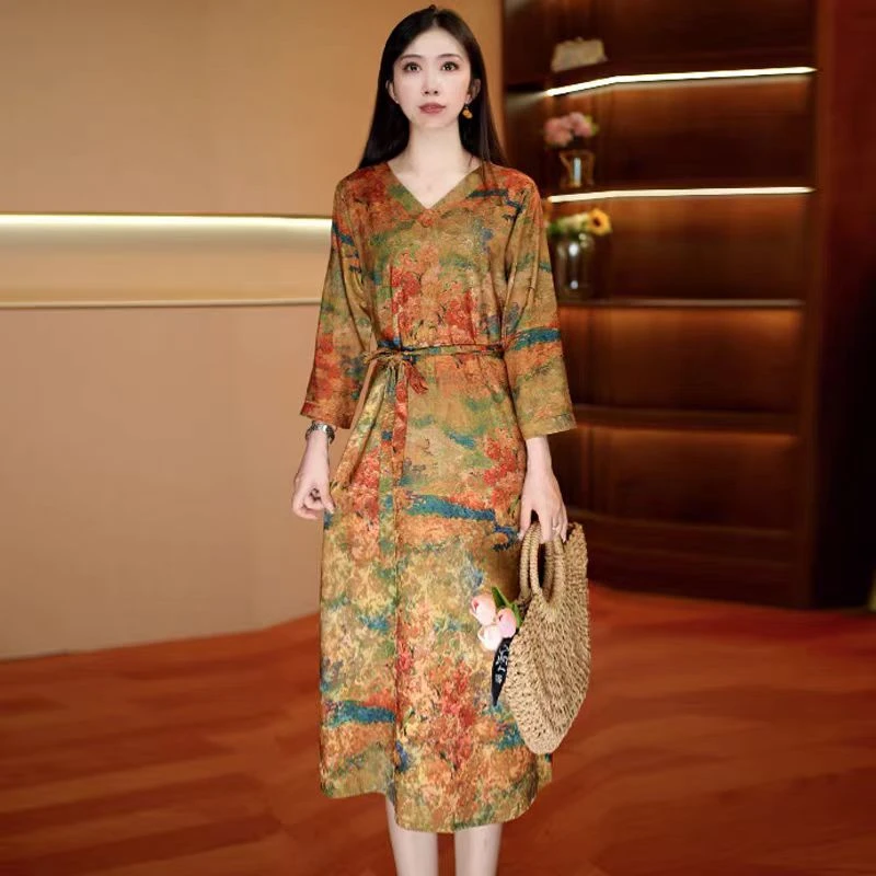 新款25598中长款夏季时连衣裙百搭遮肉裙子