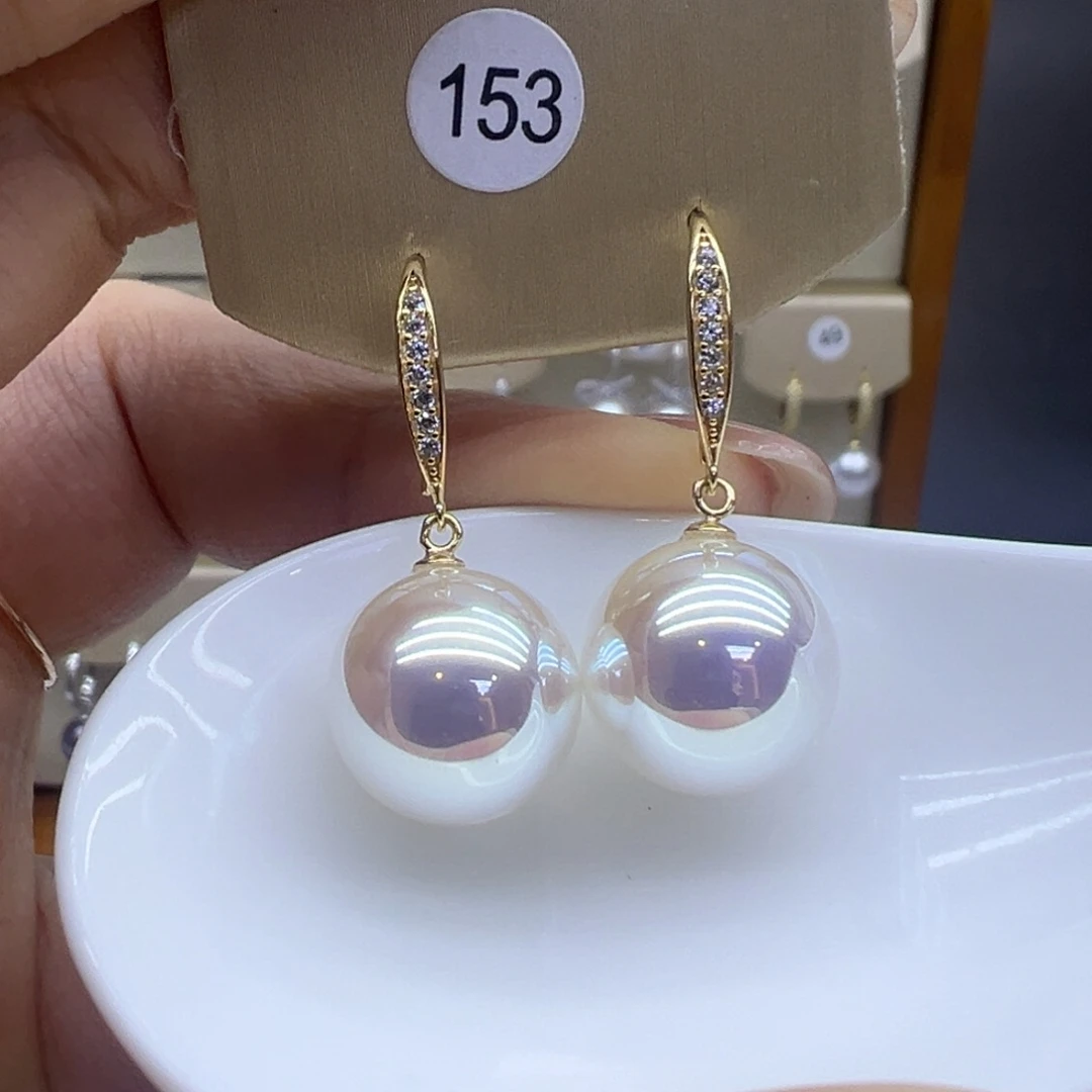 耳饰银S925镶嵌淡水珍珠