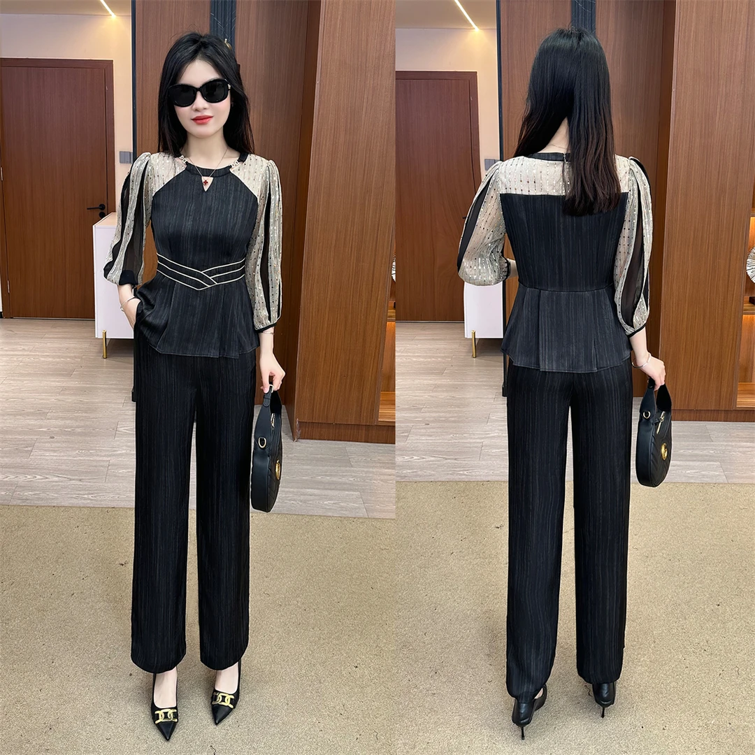时尚套装女法式气质长袖春季上衣洋气显瘦减龄休闲风两件套