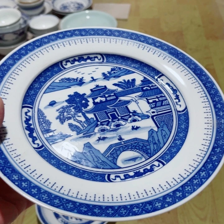 青花玲珑大平盘梧桐