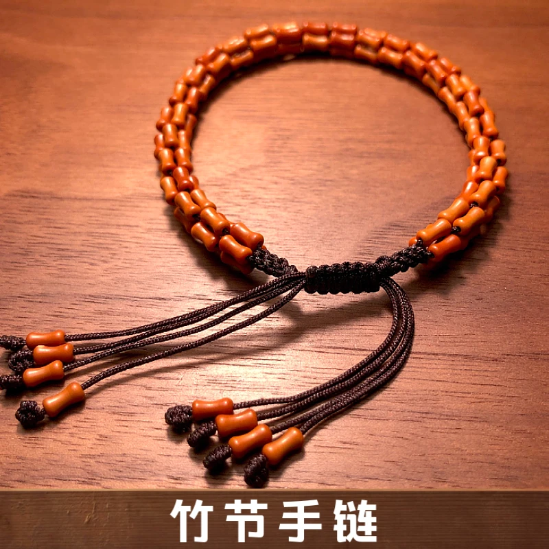 竹节橄榄核手串男款高端手工编织手链可调节项链吊坠挂绳脖挂文玩