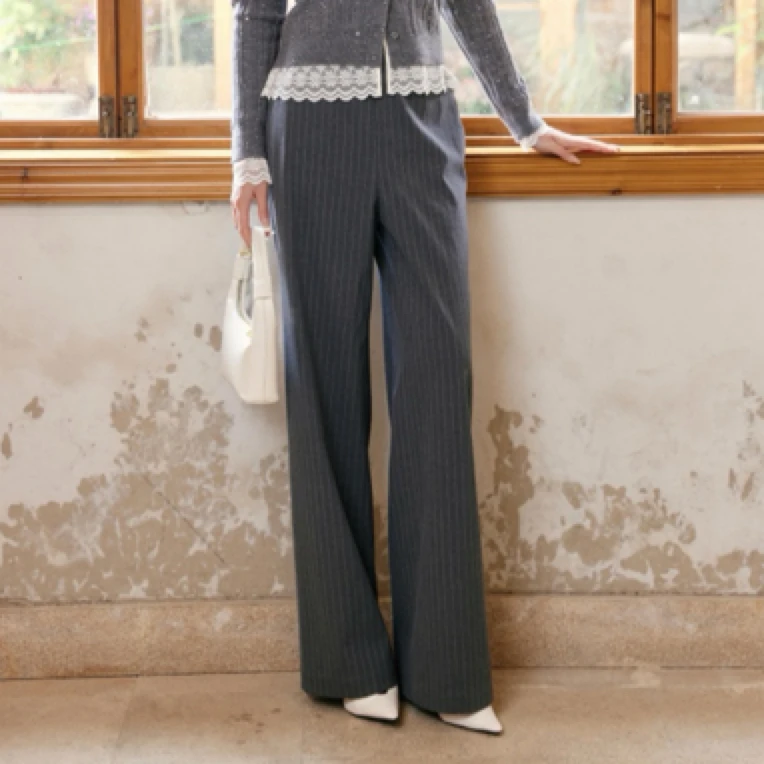 俪妍LIVELY•YAN2025春新品 灰色西裤修长腿型