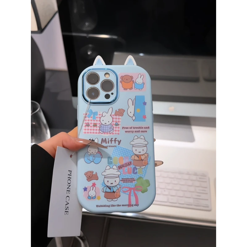 适用苹果17pro手机壳16pm小胖妹华为p80小众oppo女小米15米菲拼接